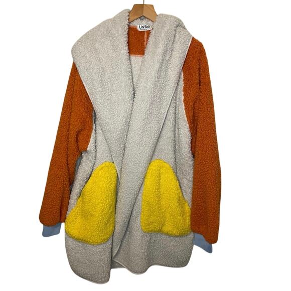 UnHide Sweaters - Inside Color Block Cozy Hooded Wearable Blanket Cardigan Large Y2K Maximalist